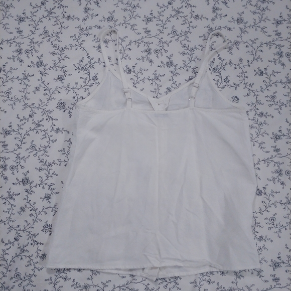 Dex White Linen Tank Top with Beige Buttons - Picture 5 of 5